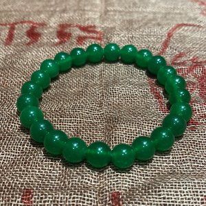 (SOLD) 8MM Dark Jade Bead Stretchy Bracelet